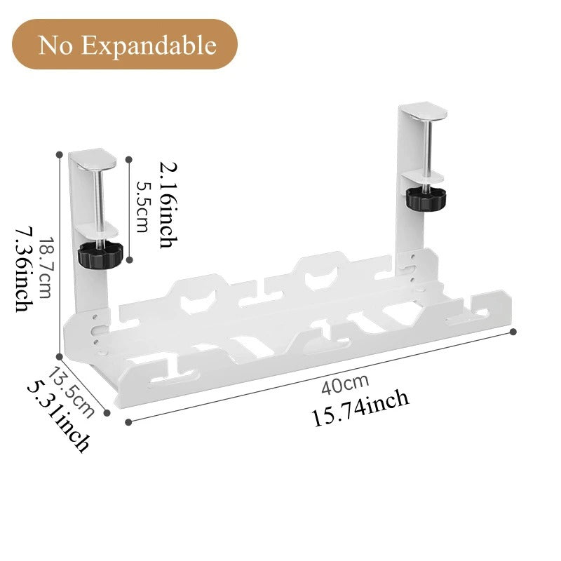 Telescopic Under Table Storage Rack Metal Cable Management Tray Home Office Desk Wire Organizer No Punching Storage Accessories - HomeyKitchen