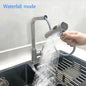 Grey/Silver Pull Out Kitchen Faucet, Flexible Hot and Cold Water Kitchen Sink Mixer Faucet Deck Mounted with Stream Shower Mode - HomeyKitchen
