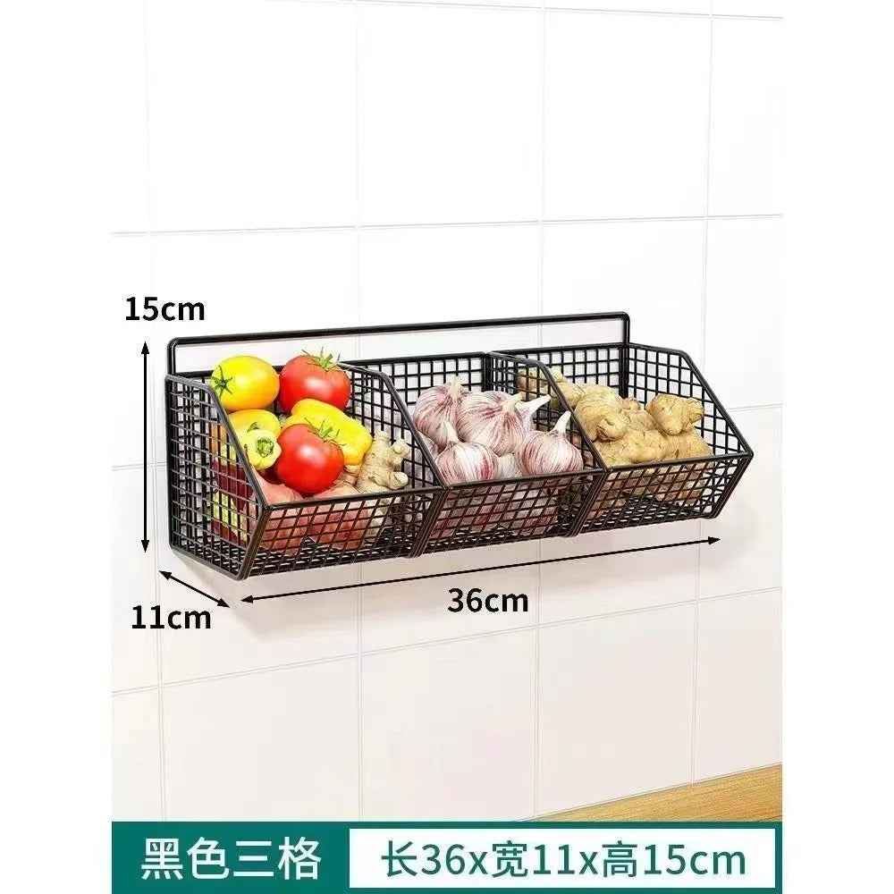 Wall-Mounted Green Onion Ginger Garlic Storage Rack - HomeyKitchen