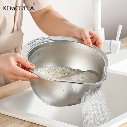 Rice Washer Strainer Bowl Stainless Steel - HomeyKitchen