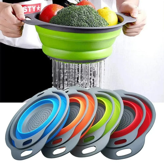 Silicone Folding Drain Basket Fruit Vegetable Washing Basket - HomeyKitchen