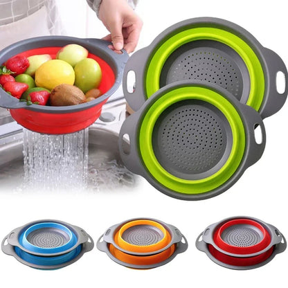 Silicone Folding Drain Basket Fruit Vegetable Washing Basket - HomeyKitchen