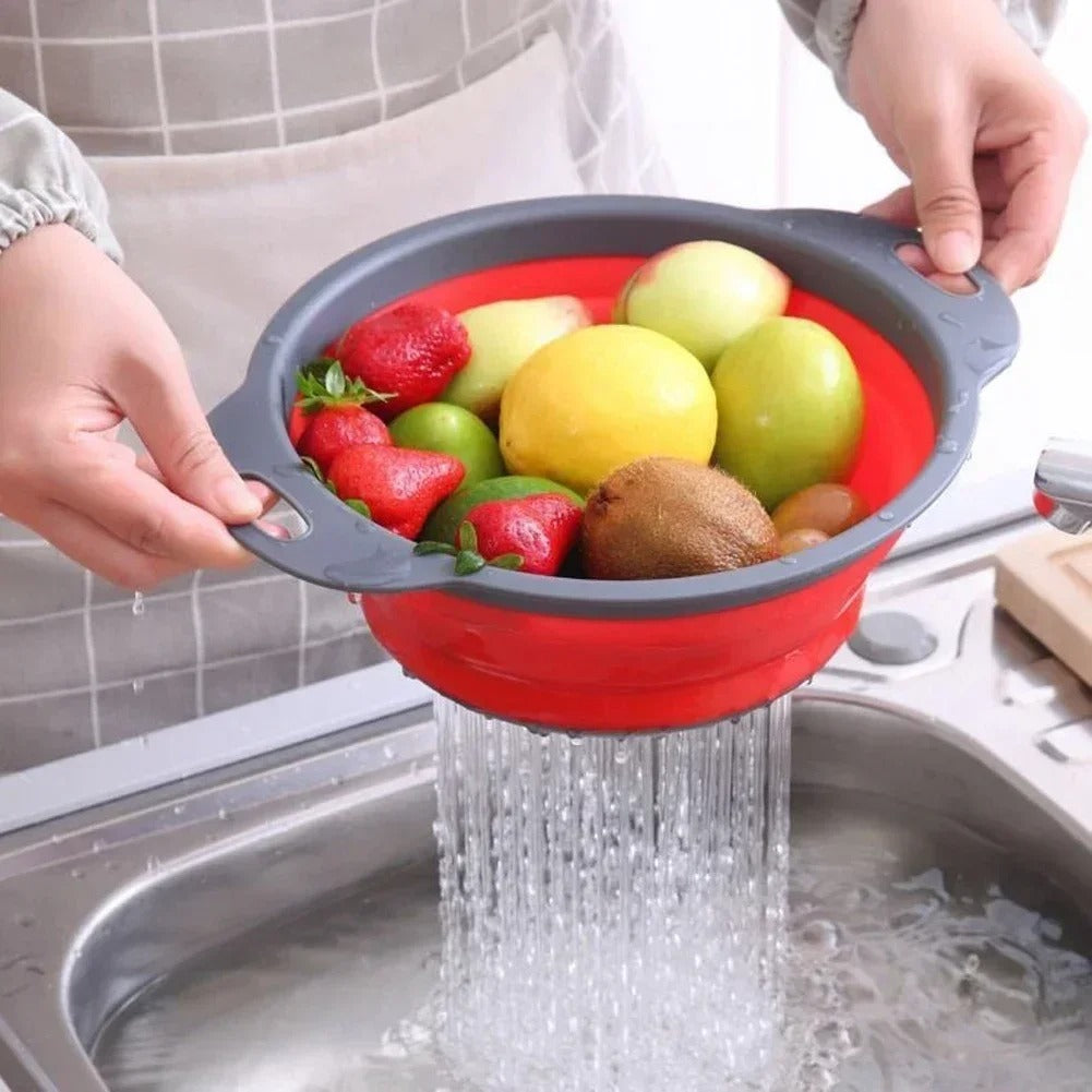 Silicone Folding Drain Basket Fruit Vegetable Washing Basket - HomeyKitchen
