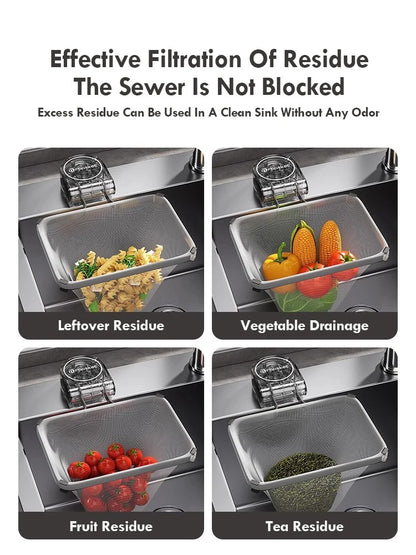 Kitchen Sink Filter Rack Suction Cup Iron Drain Filter Screen Household Strong Load-Bearing Foldable Upright - HomeyKitchen