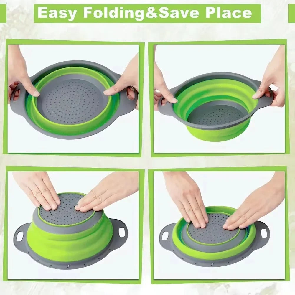 Silicone Folding Drain Basket Fruit Vegetable Washing Basket - HomeyKitchen
