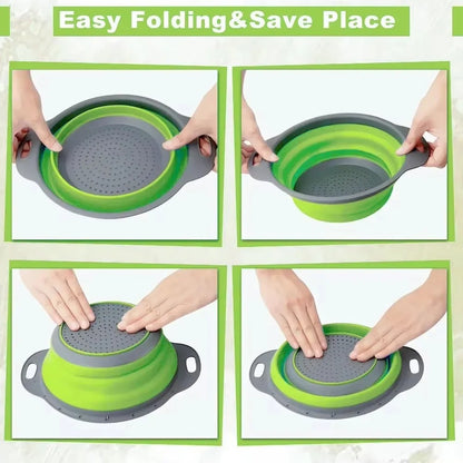 Silicone Folding Drain Basket Fruit Vegetable Washing Basket - HomeyKitchen