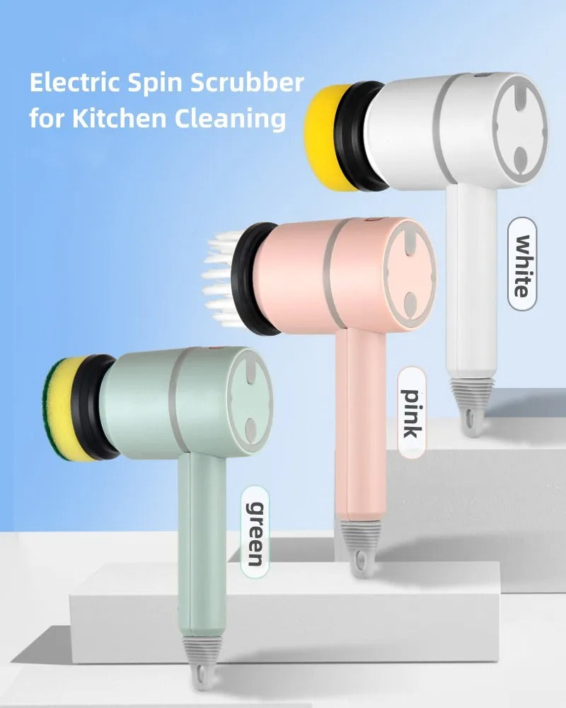 Multifunctional Electric Spin Scrubber Rechargeable with 6 Replaceable Cleaning Brush Heads - HomeyKitchen