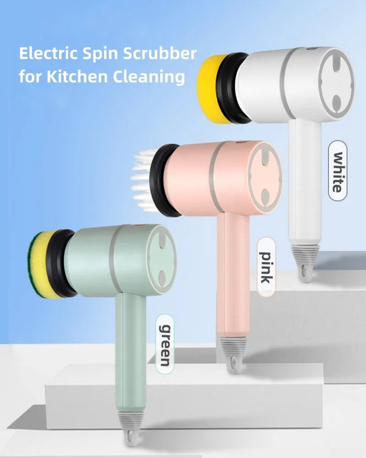 Multifunctional Electric Spin Scrubber Rechargeable with 6 Replaceable Cleaning Brush Heads - HomeyKitchen