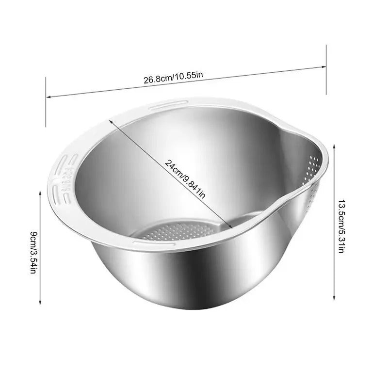 Rice Washer Strainer Bowl Stainless Steel - HomeyKitchen