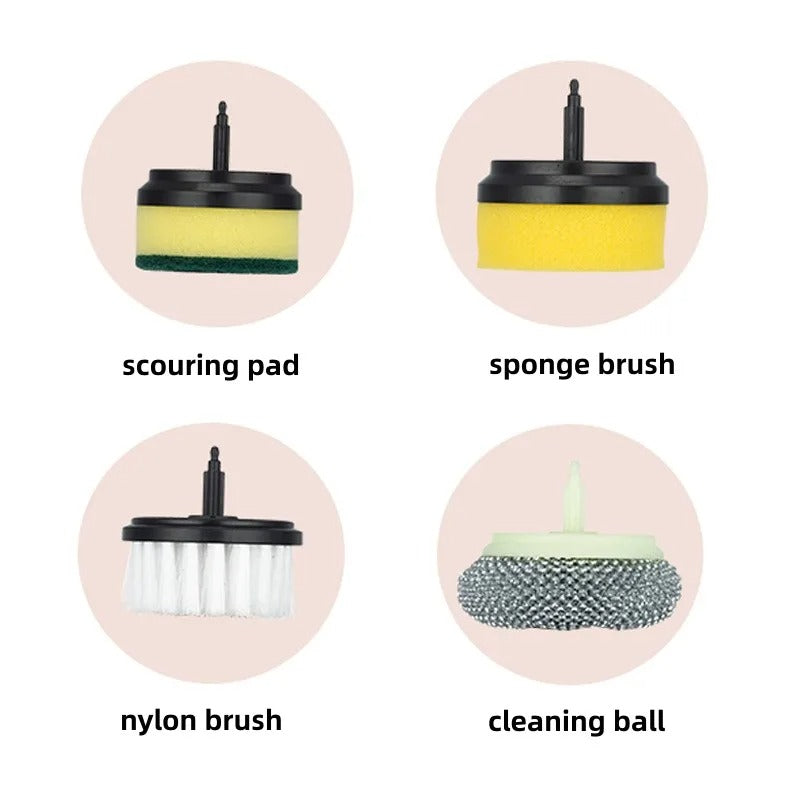 Multifunctional Electric Spin Scrubber Rechargeable with 6 Replaceable Cleaning Brush Heads - HomeyKitchen