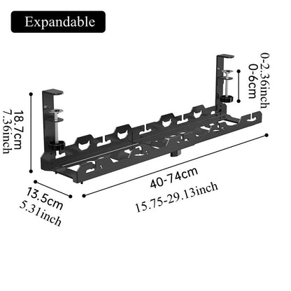 Telescopic Under Table Storage Rack Metal Cable Management Tray Home Office Desk Wire Organizer No Punching Storage Accessories - HomeyKitchen