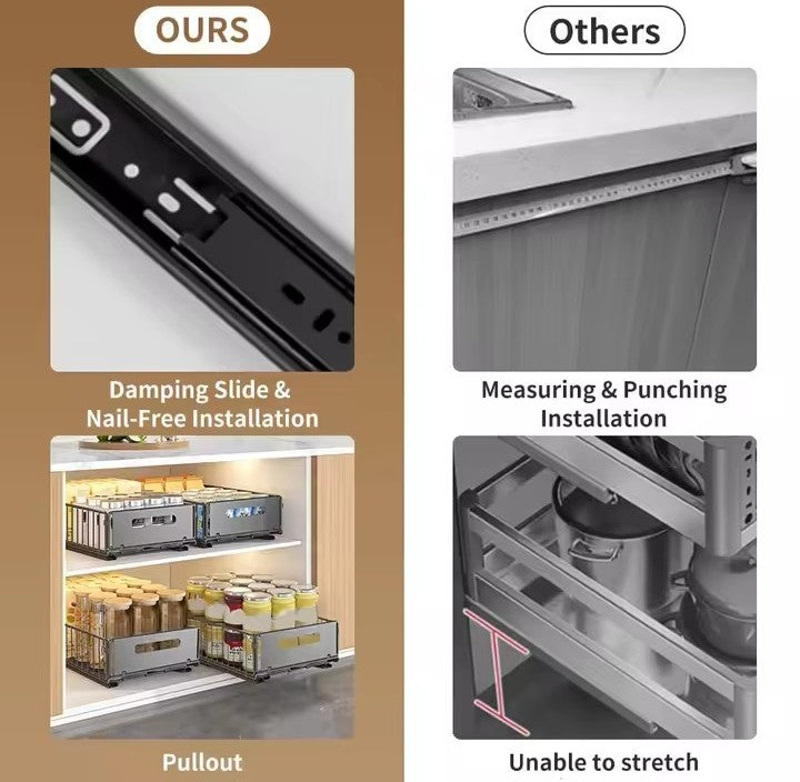 Kitchen Storage Rack Pull Out Cabinet Organizer Slide Drawer Storage - HomeyKitchen