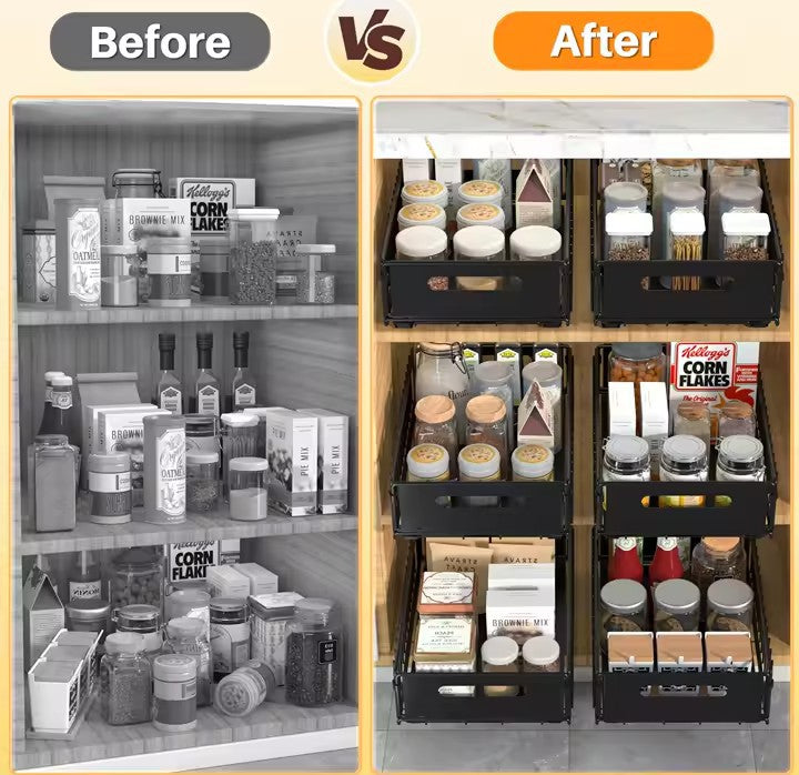 Kitchen Storage Rack Pull Out Cabinet Organizer Slide Drawer Storage - HomeyKitchen